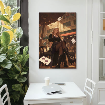 The Queen of Spades A High-Stakes Gamble 60x90cm Metal Print Ready to Hang - Bella Home Decor