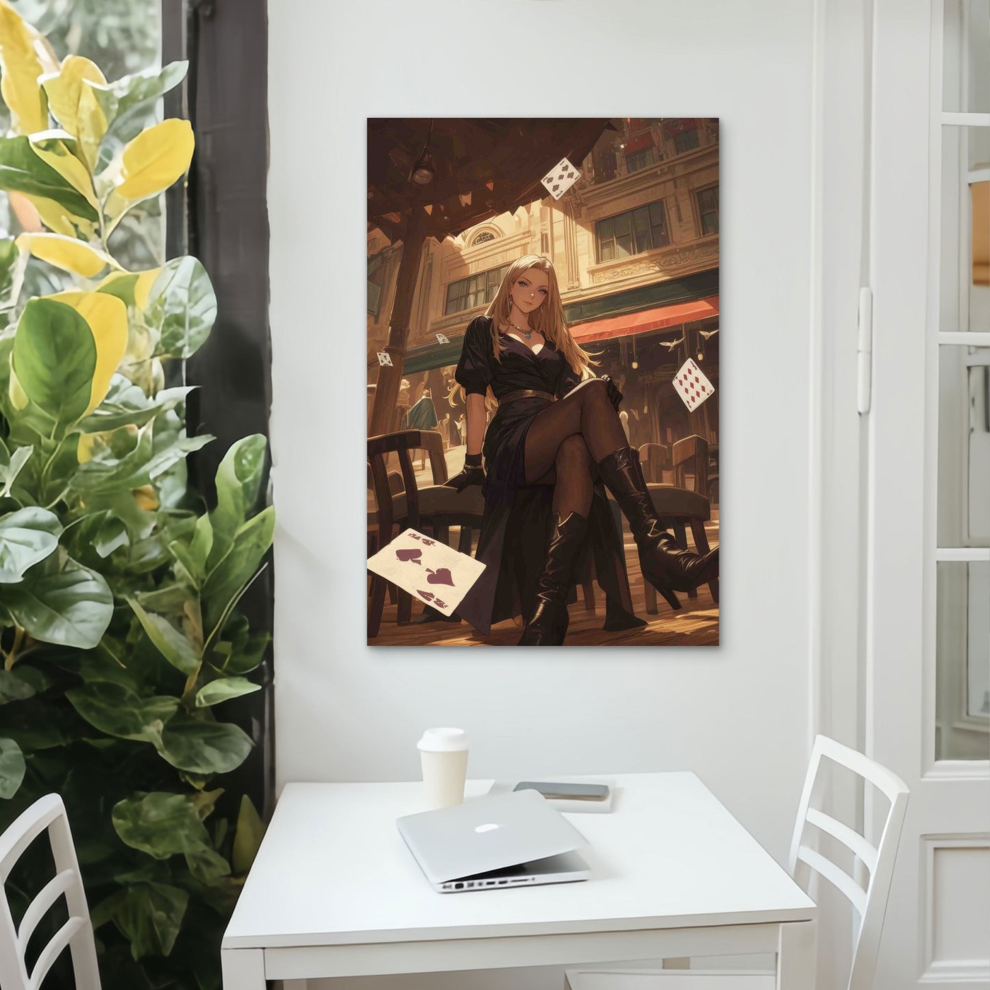 The Queen of Spades A High-Stakes Gamble 40x60cm Metal Print Ready to Hang - Bella Home Decor