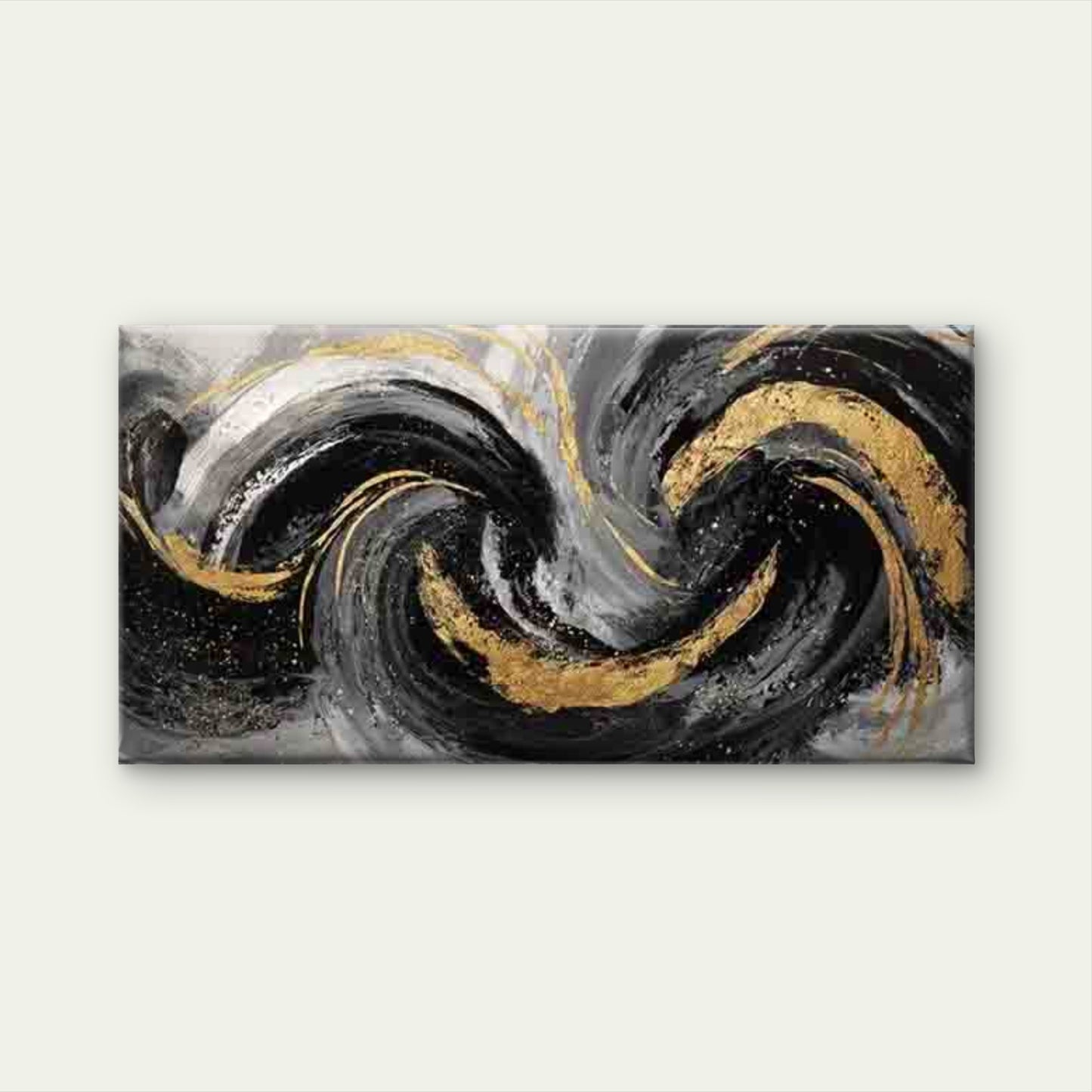 Abstract Black White Golden Wall Art Canvas Office Home Room Framed 120x60cm