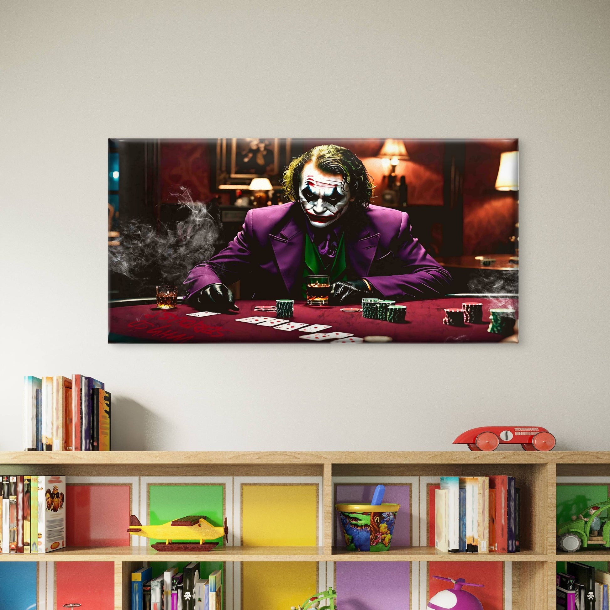 High Stakes Poker Night Wall Art Canvas Office Home Room Framed 120x60cm - Bella Home Decor