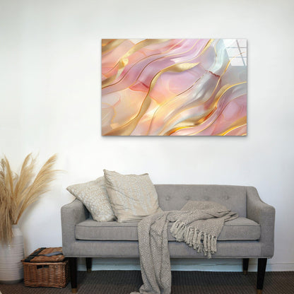 Blush Pink Liquid Marbl Tempered Glass Printing Wall Art Australian Made Quality