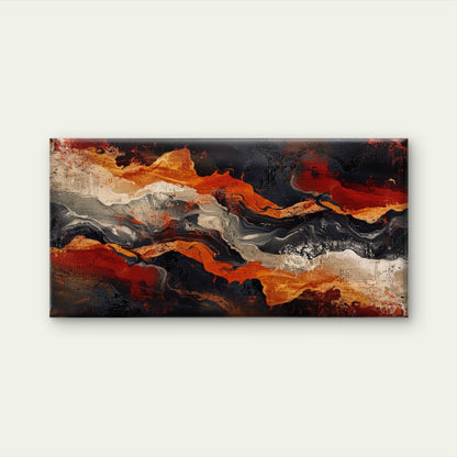 Red Gold Marble Fire Wall Art Canvas Office Home Room Framed 120x60cm