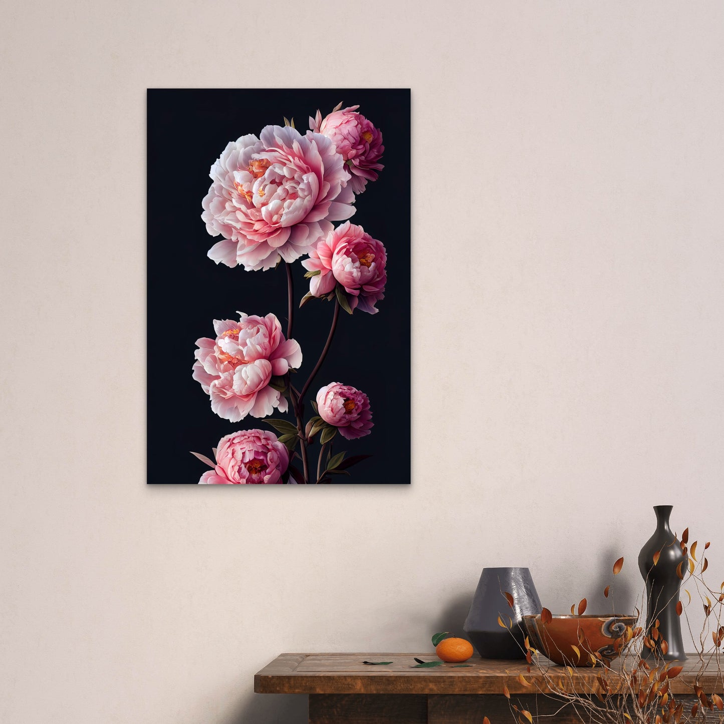 Elegant Blush Pink Peony Rose Bouquet 40x60cm Metal Print Ready to Hang