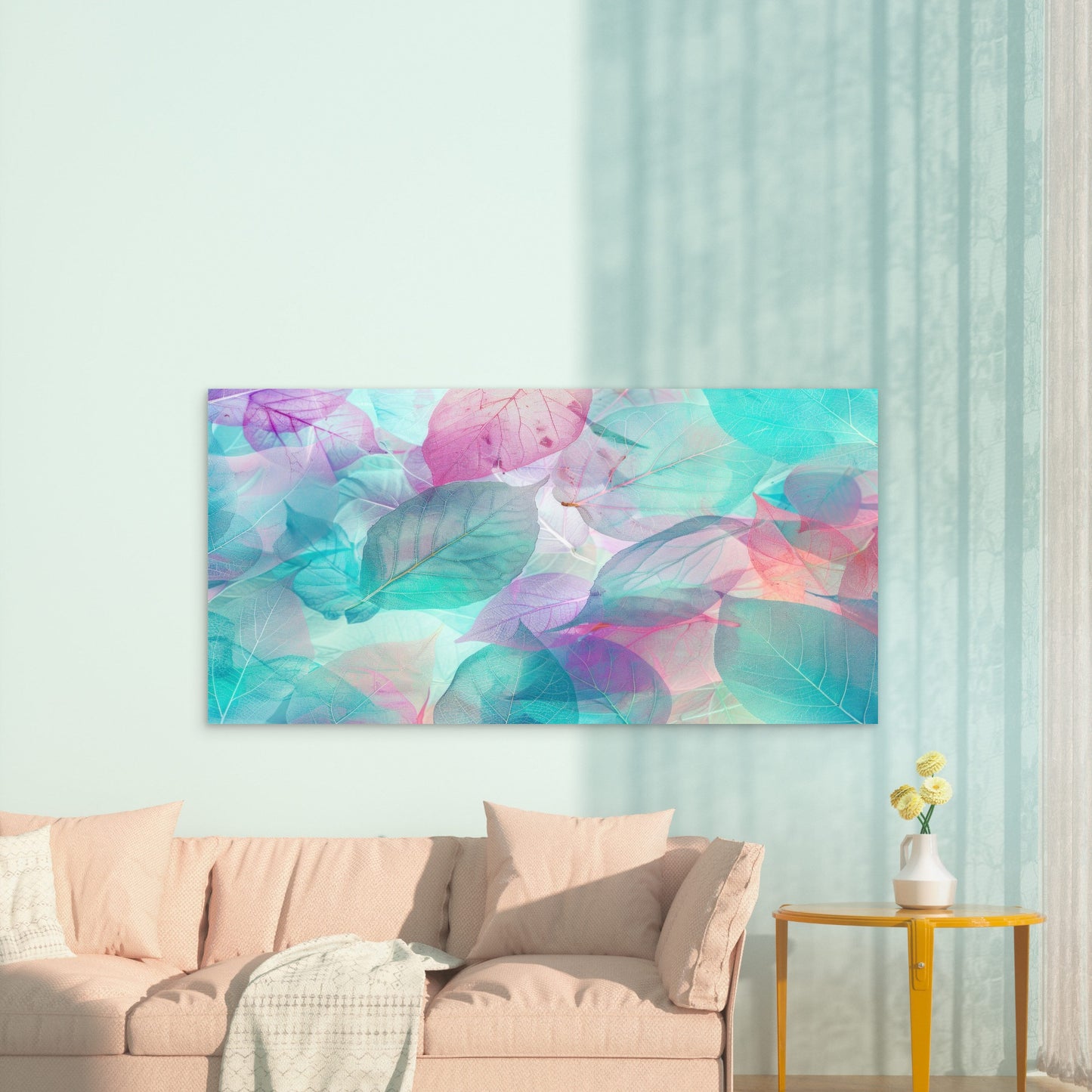 Luminous Petals Pastel Echoes Wall Art Canvas Office Home Room Framed 120x60cm - Bella Home Decor