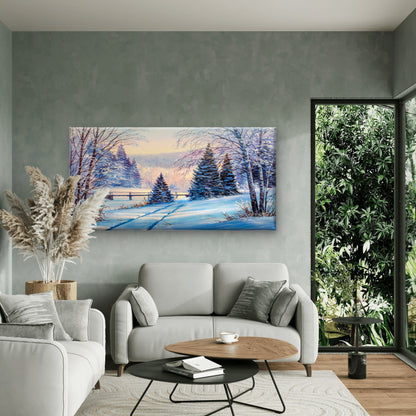 Winter Snowy Pine Tree Path Wall Art Canvas Office Home Framed 120x60cm