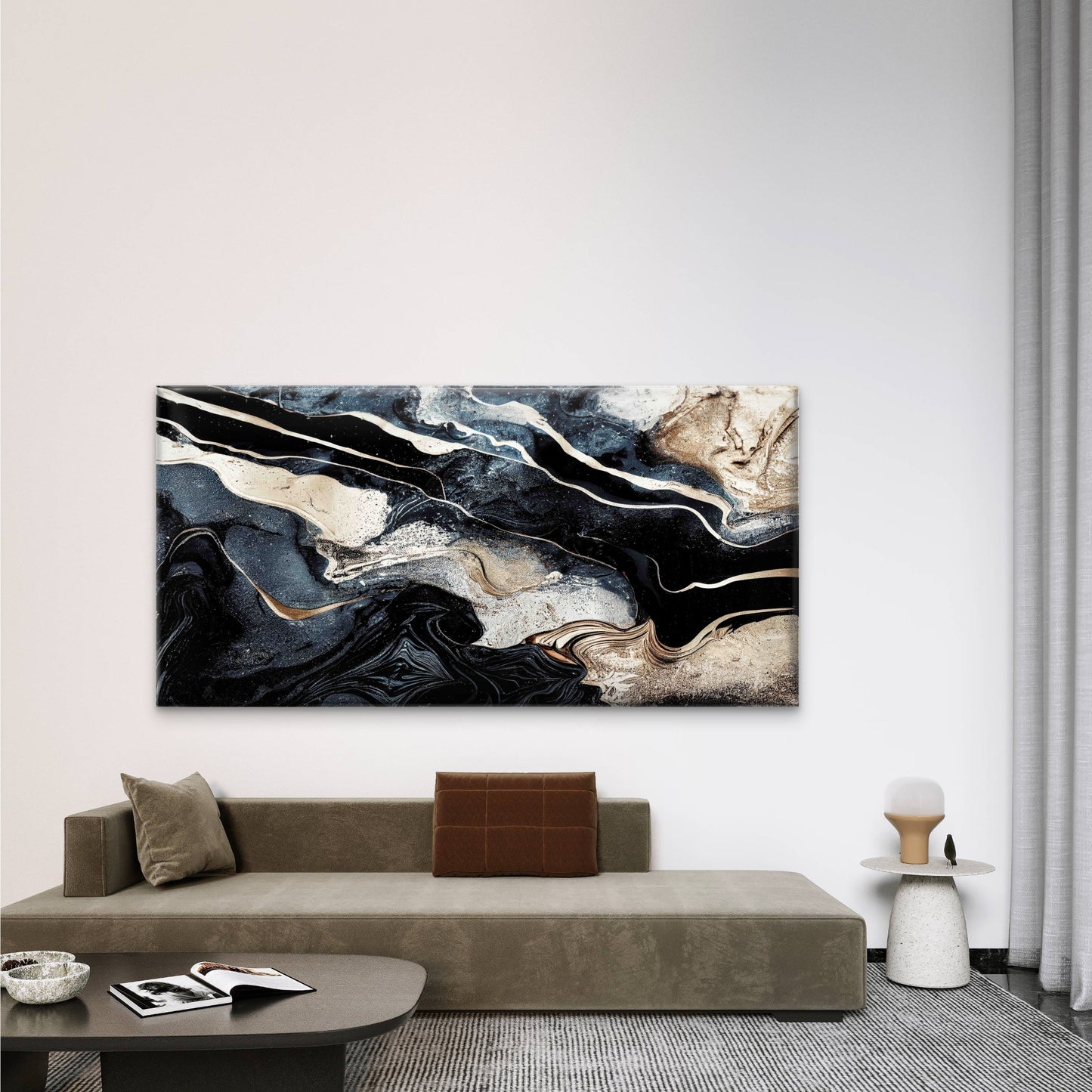 Natural Luxury Marbling Pattern Wall Art Canvas Office Home Room Framed 120x60cm