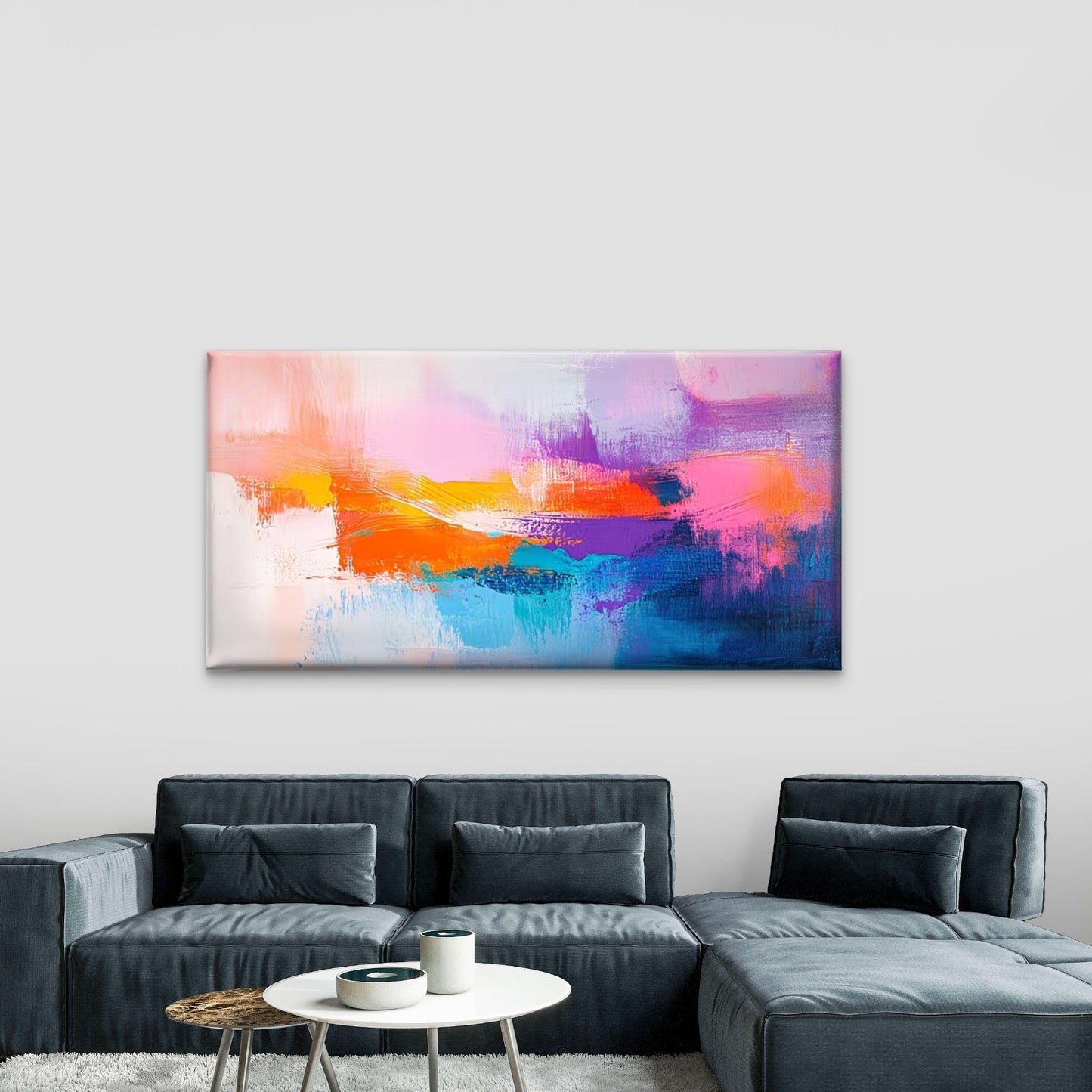 Abstract Texture Vivid Tones Wall Art Canvas Office Home Room Framed 120x60cm - Bella Home Decor