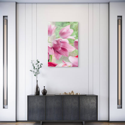 Pink Tulip Flower Garden Water Drops 40x60cm Metal Print Ready to Hang