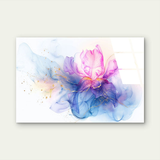 Purple Iris Ink Abstract Acrylic Glass Printing Wall Art Australian Made Quality