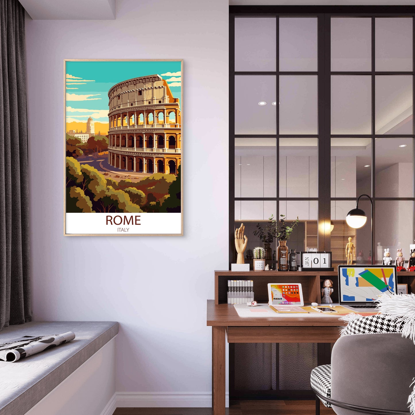Rome Italy Colosseum Ancient Roman Amphitheater Travel Print Wall Art