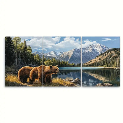 3pcs Bear Lake Utah Scenic Landscape Wall Art Set Canvas Framed 60x90cm - High Quality Print 100% Australian Made Wall Canvas Ready to Hang - Bella Home Decor