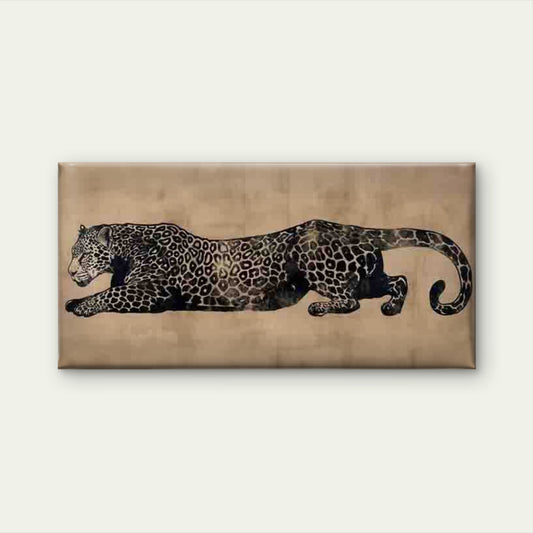 Leopard Minimalist Wildlife Wall Art Canvas Office Home Room Framed 120x60cm