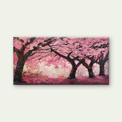 Pink Cherry Blossom Trees Wall Art Canvas Office Home Room Framed 120x60cm
