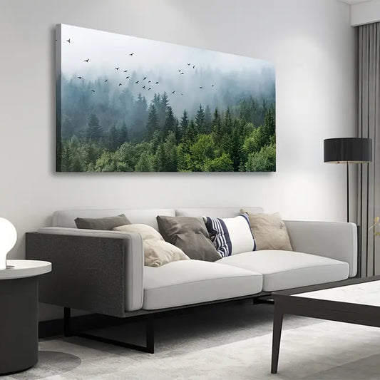 Tropical Virgin Forest Mountain Bird Wall Art canvas office home room framed 120x60cm - Bella Home Decor