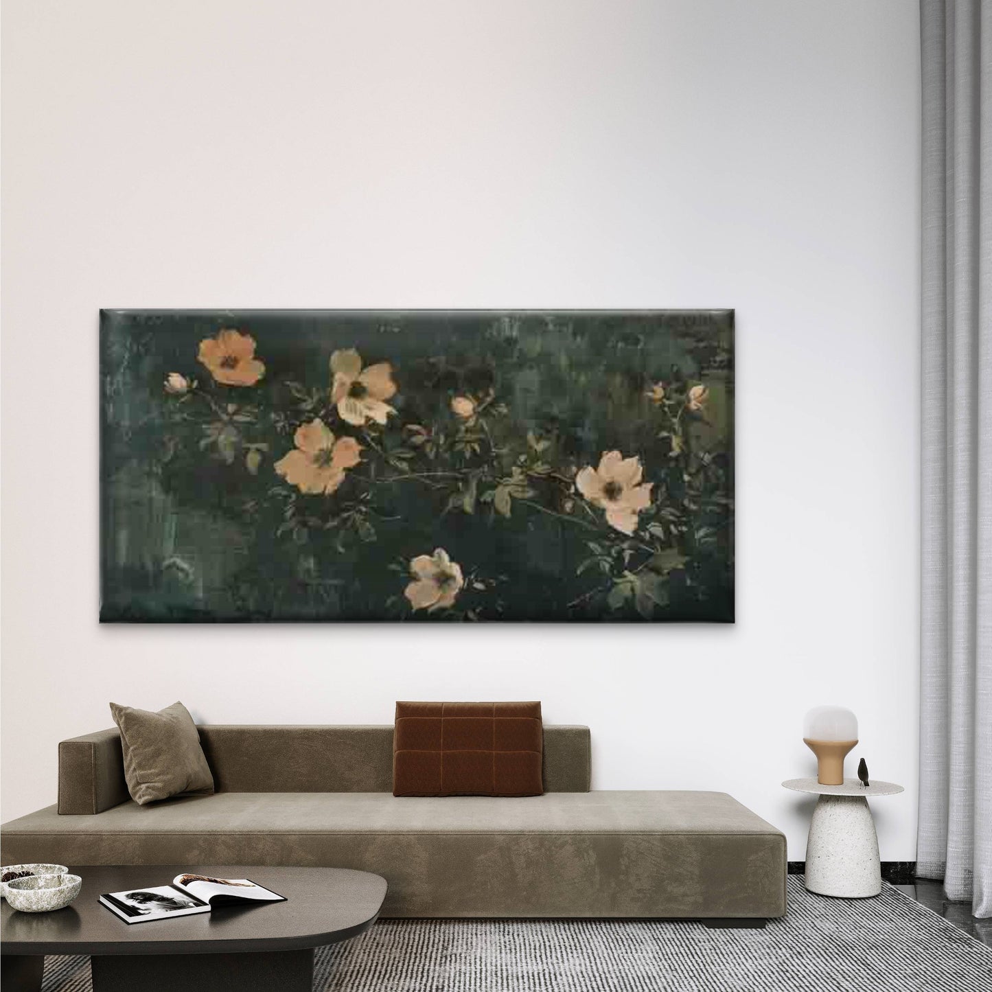 Vintage Modern Botanical Floral Wall Art Canvas Office Home Room Framed 120x60cm