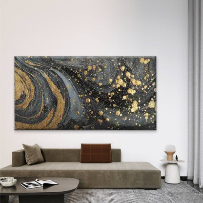 Dark Brown Black Marble Wall Art Canvas Office Home Room Framed 120x60cm