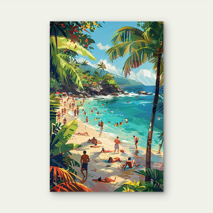 Tropical Beach Coastal Ocean Palm 40x60cm Metal Print Ready to Hang