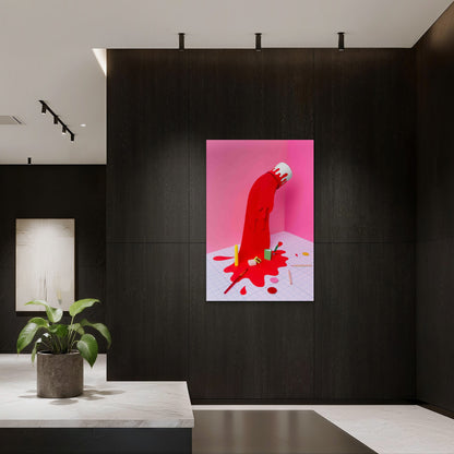 Subject Arrangement With Red Paint 40x60cm Metal Print Ready to Hang - Bella Home Decor