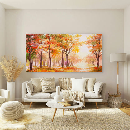 Colorful autumn forest path Wall Art Canvas Office Home Room Framed 120x60cm