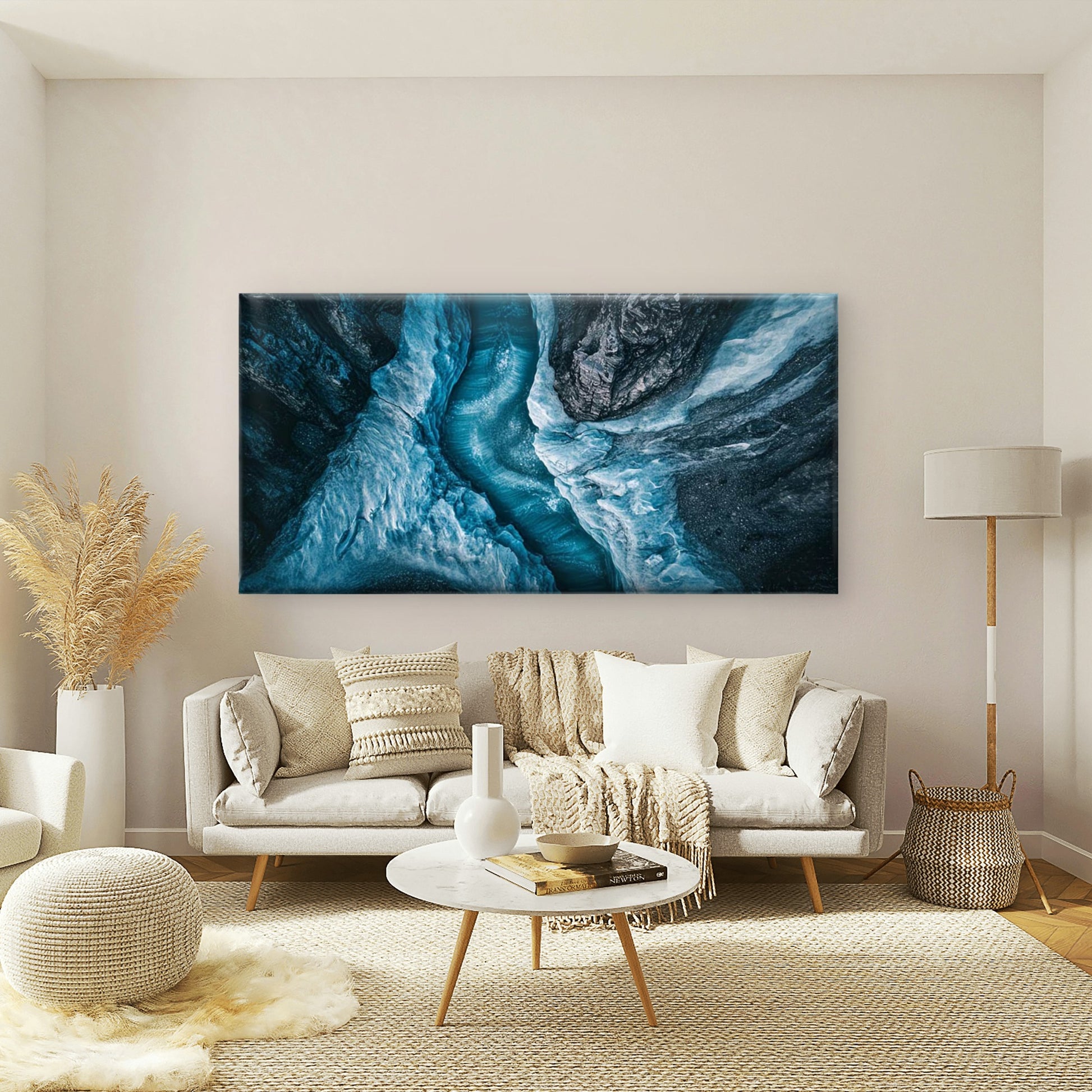 Flowing Through Frozen Veins Wall Art Canvas Office Home Room Framed 120x60cm - Bella Home Decor