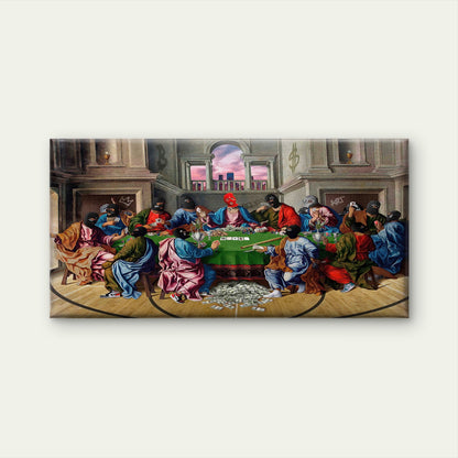 Urban Poker Last Supper Wall Art Canvas Office Home Room Framed 120x60cm