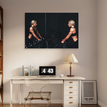 Bodybuilding Mirror Reflection 5mm thick Plastic Poster Ready to Hang 90x60cm