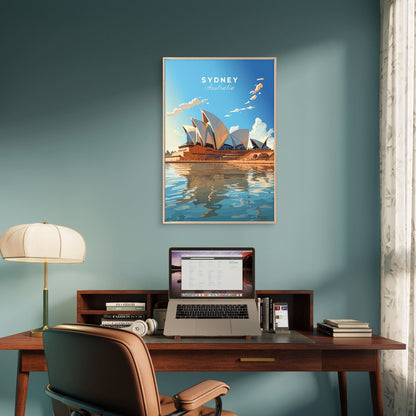 Opera House & Harbour Bridge Travel Poster Print Wall Art - Bella Home Decor