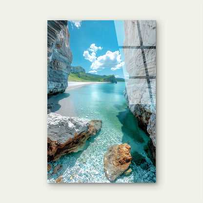 Mediterranean Secret Beach Glass Acrylic Printing Wall Art Australian Made Quality