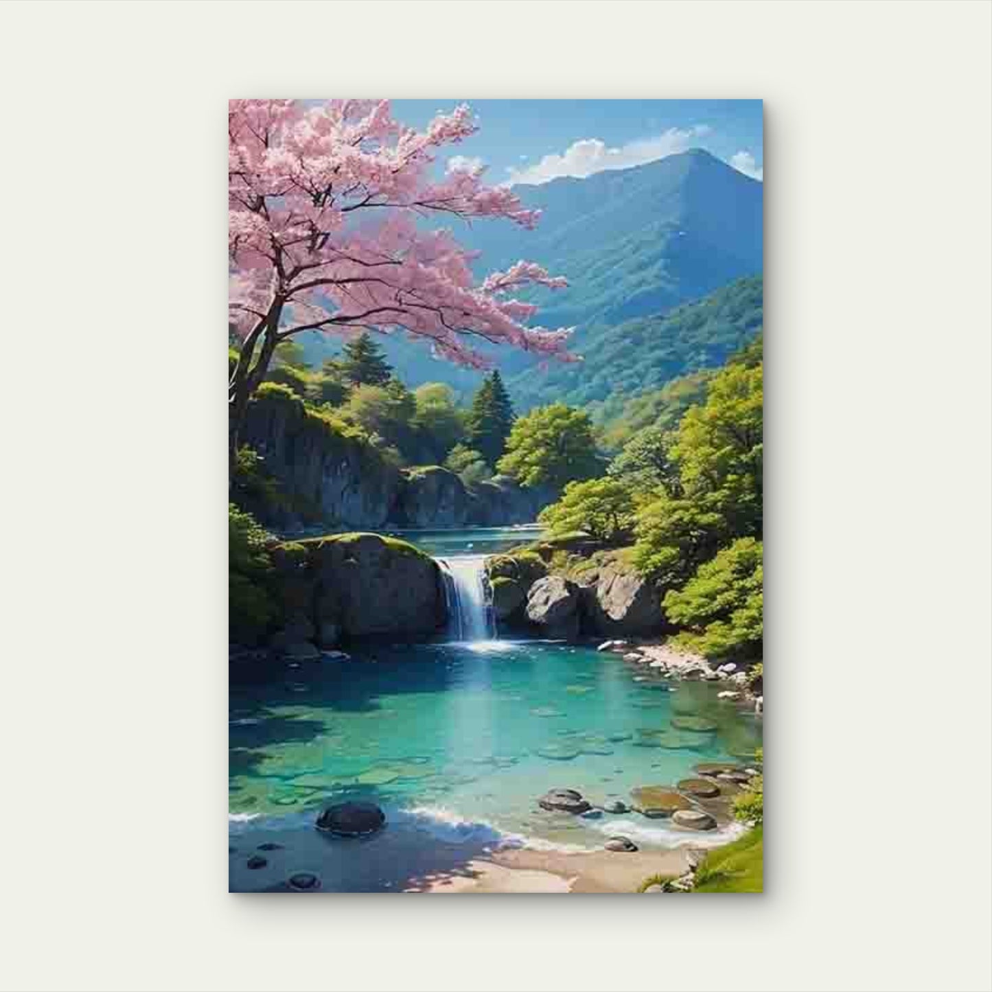 Traditional Cherry Blossom Waterfall Metal Print Ready to Hang