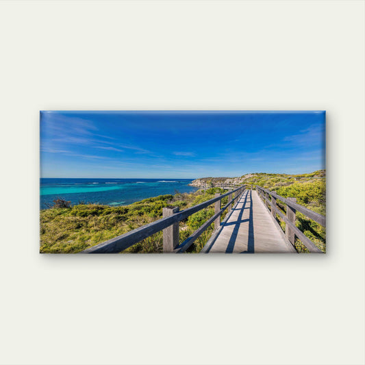 Wooden Boardwalk by Sea Wall Art Canvas Office Home Room Framed 120x60cm - Bella Home Decor