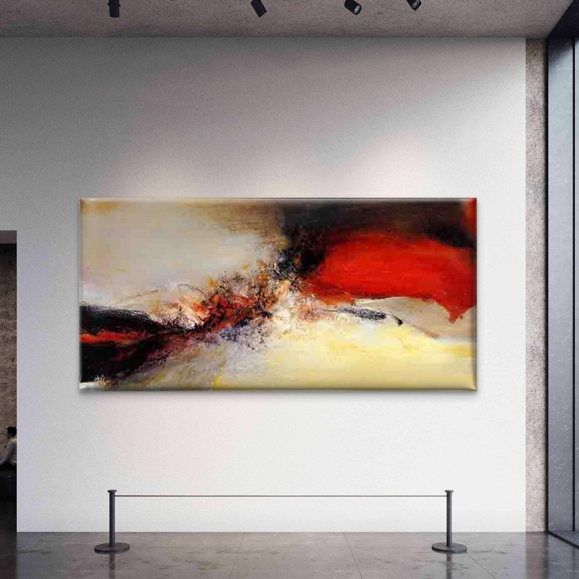 Vibrant Swirls of Red, Black, Wall Art Canvas Office Home Room Framed 120x60cm - Bella Home Decor