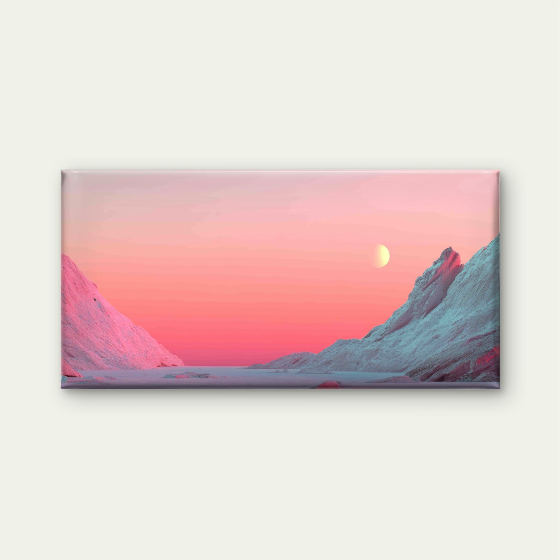 Pink Landscape With Mountains Wall Art Canvas Office Home Room Framed 120x60cm - Bella Home Decor