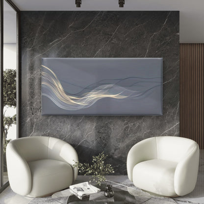 Floating Black Gold Line Wall Art Canvas Office Home Room Framed 120x60cm