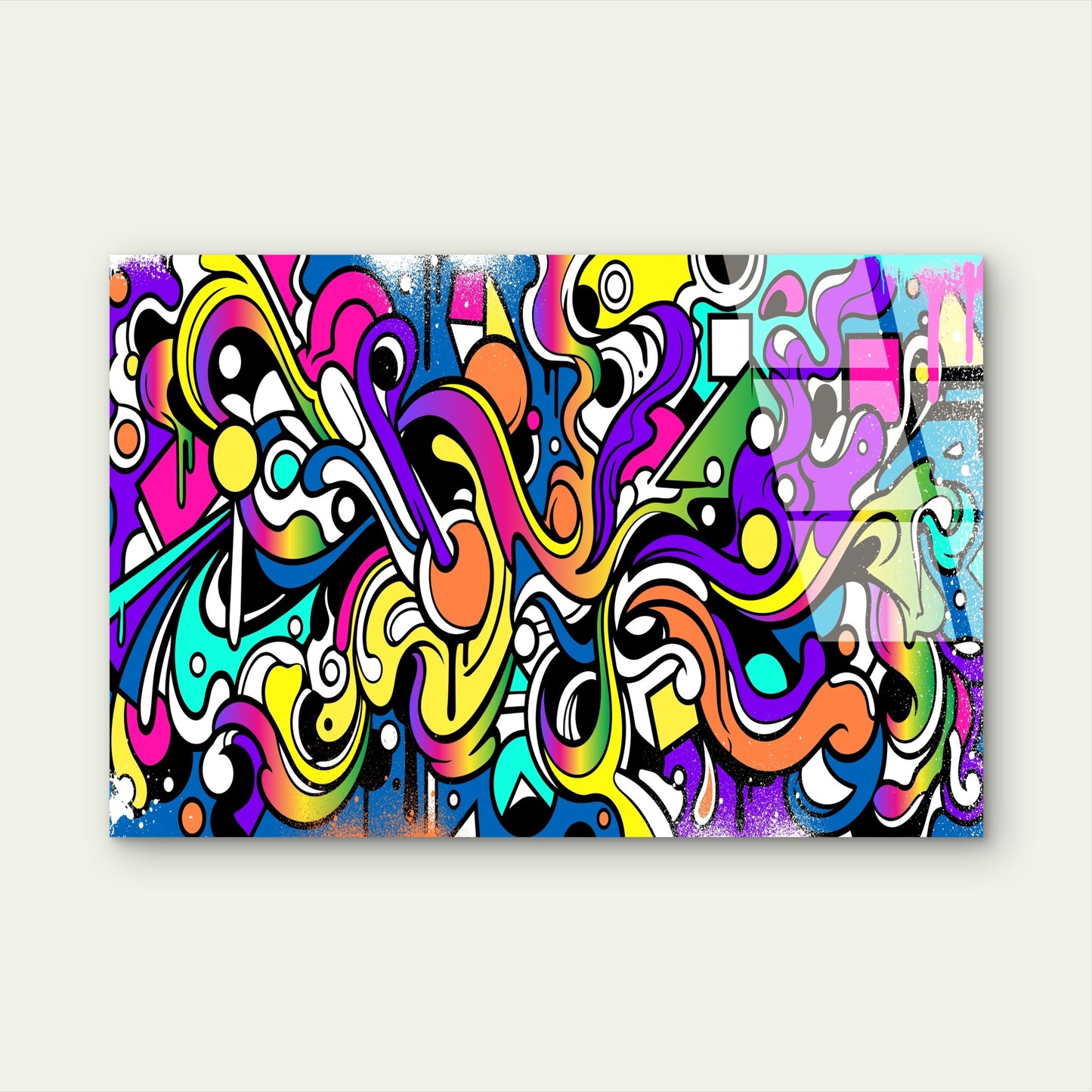 Abstract Graffiti Colorful Swirl Pop Art   Acrylic Glass Printing Wall Art Australian Made Quality