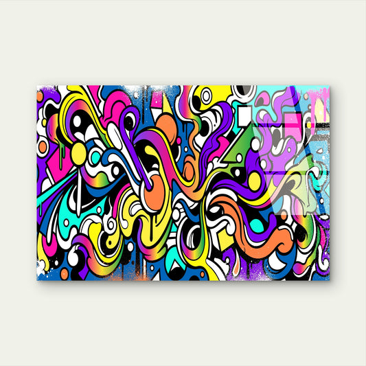 Abstract Graffiti Colorful Swirl Pop Art   Acrylic Glass Printing Wall Art Australian Made Quality