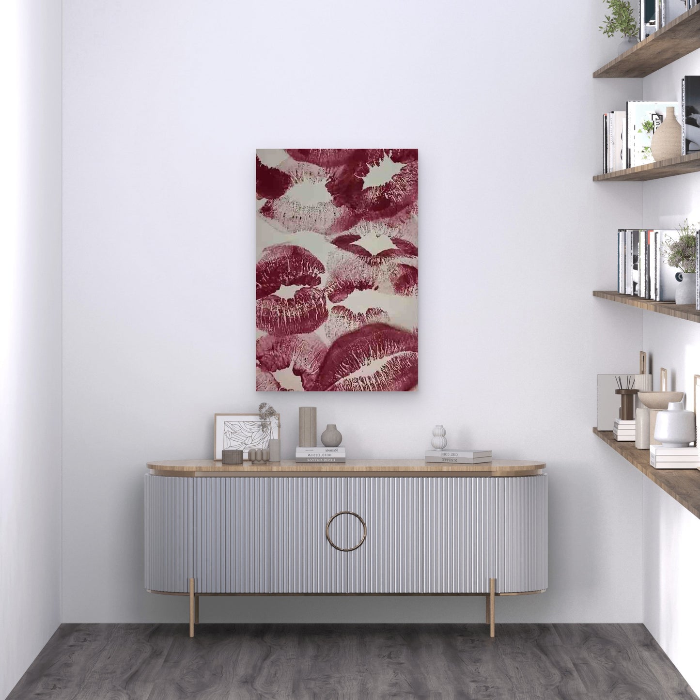 Burgundy Lip Print Abstract Lips Metal Print Ready to Hang