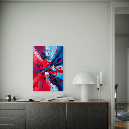 Red & Blue Abstract Explosion 60x90cm Metal Print Ready to Hang