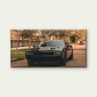 Black Dodge Challenger OnStreet Wall Art Canvas Office Home Room Framed 120x60cm
