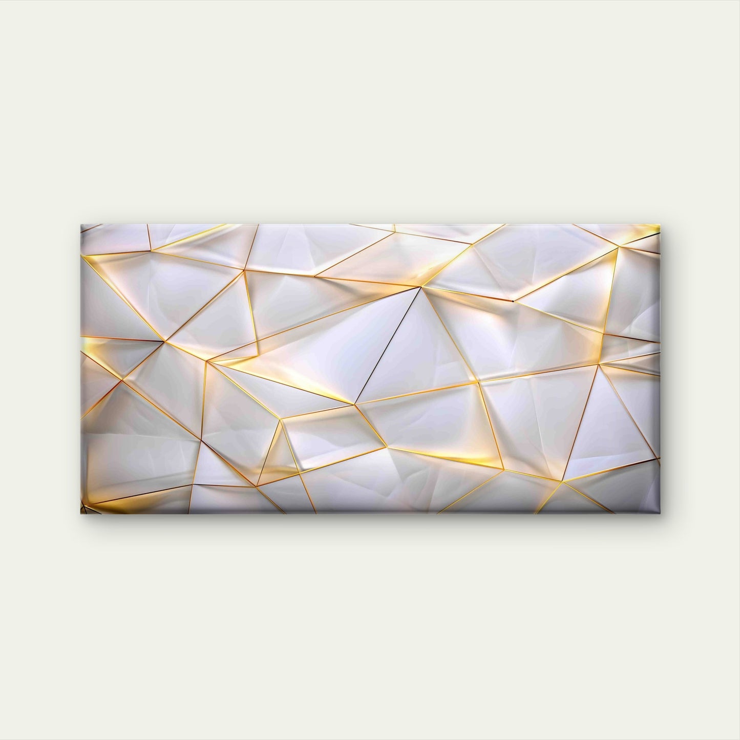 White Low Poly Background Wall Art Canvas Office Home Room Framed 120x60cm
