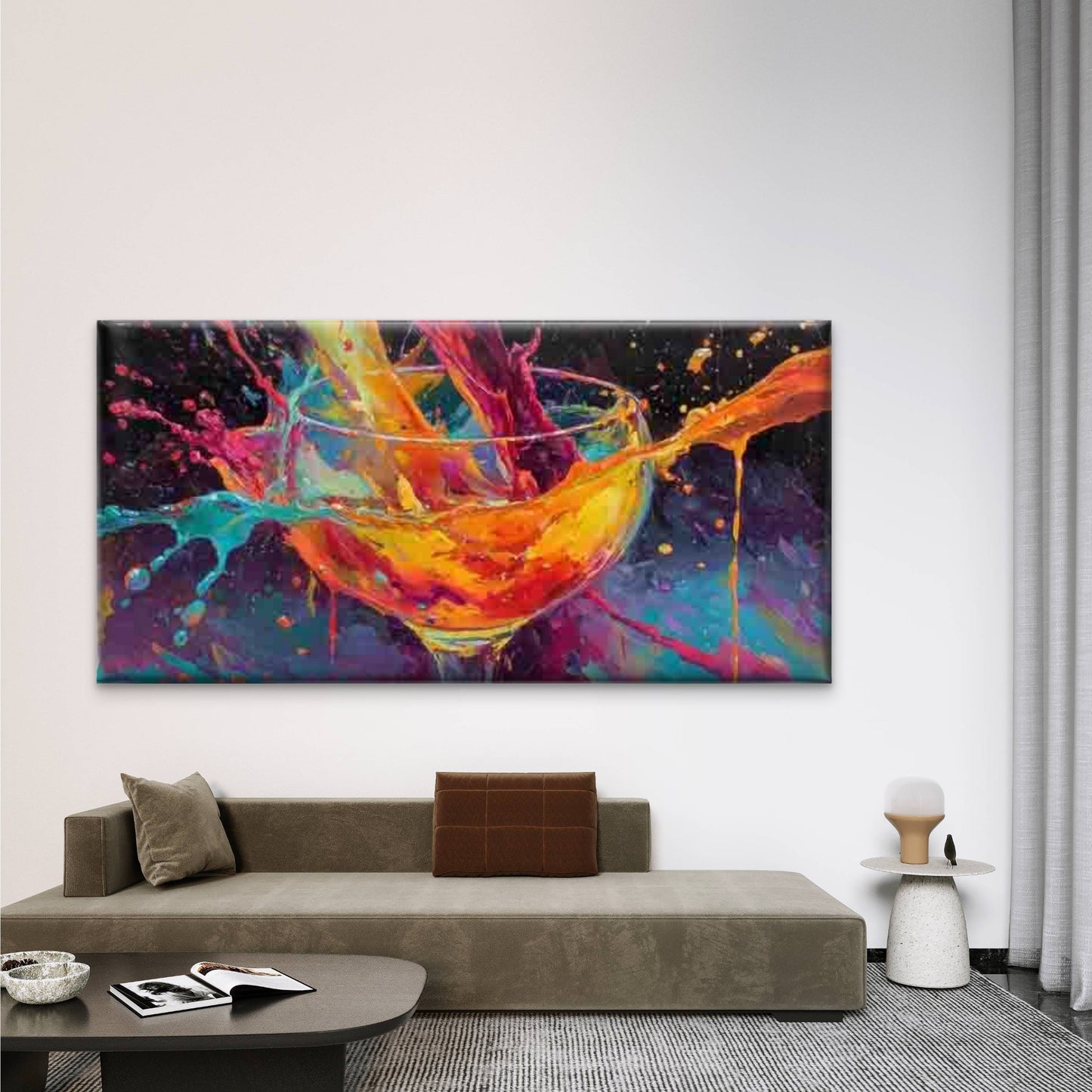Abstract Multicolor Splash Wall Art Canvas Office Home Room Framed 120x60cm - Bella Home Decor