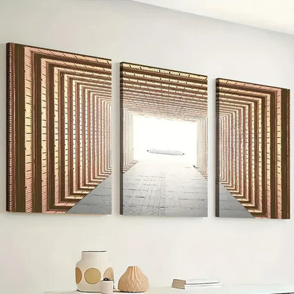 3pcs Modern Style Space Abstract Geometric Art Infinity Wall Art Set Canvas Unframed - High Quality Print 100% Australian Made Wall Canvas