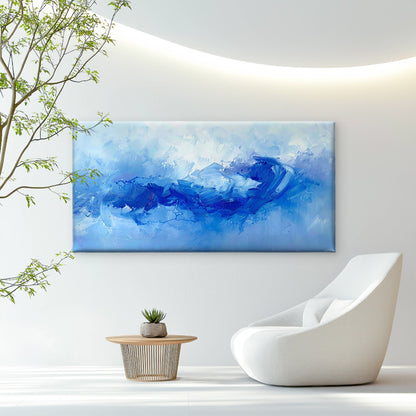 Blue Wave One Art Wall Art Canvas Office Home Room Framed 120x60cm