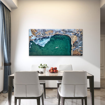 Coastal Clear Blue Water Wall Art Canvas Office Home Room Framed 120x60cm
