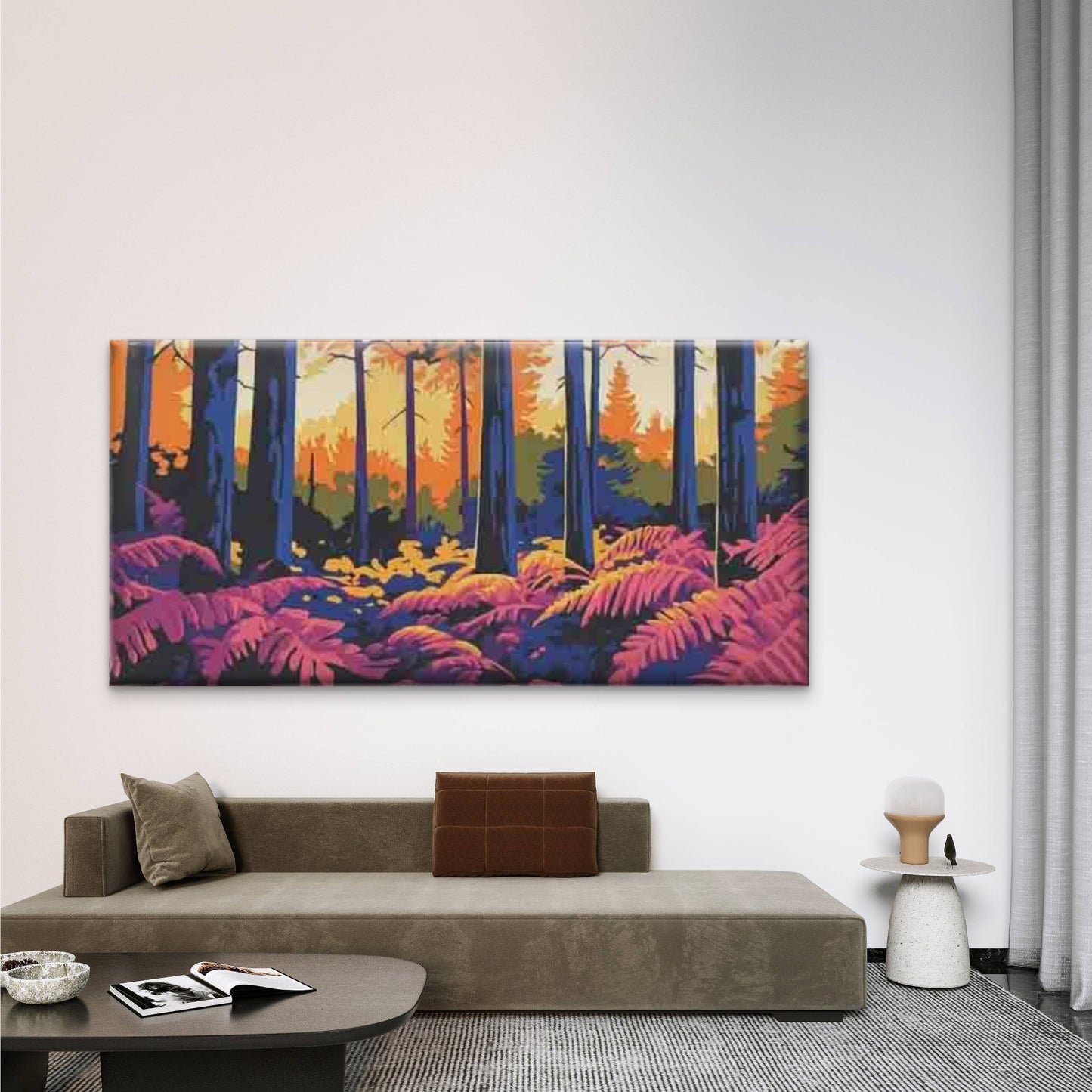 Forest Scene Towering Trees Wall Art Canvas Office Home Room Framed 120x60cm