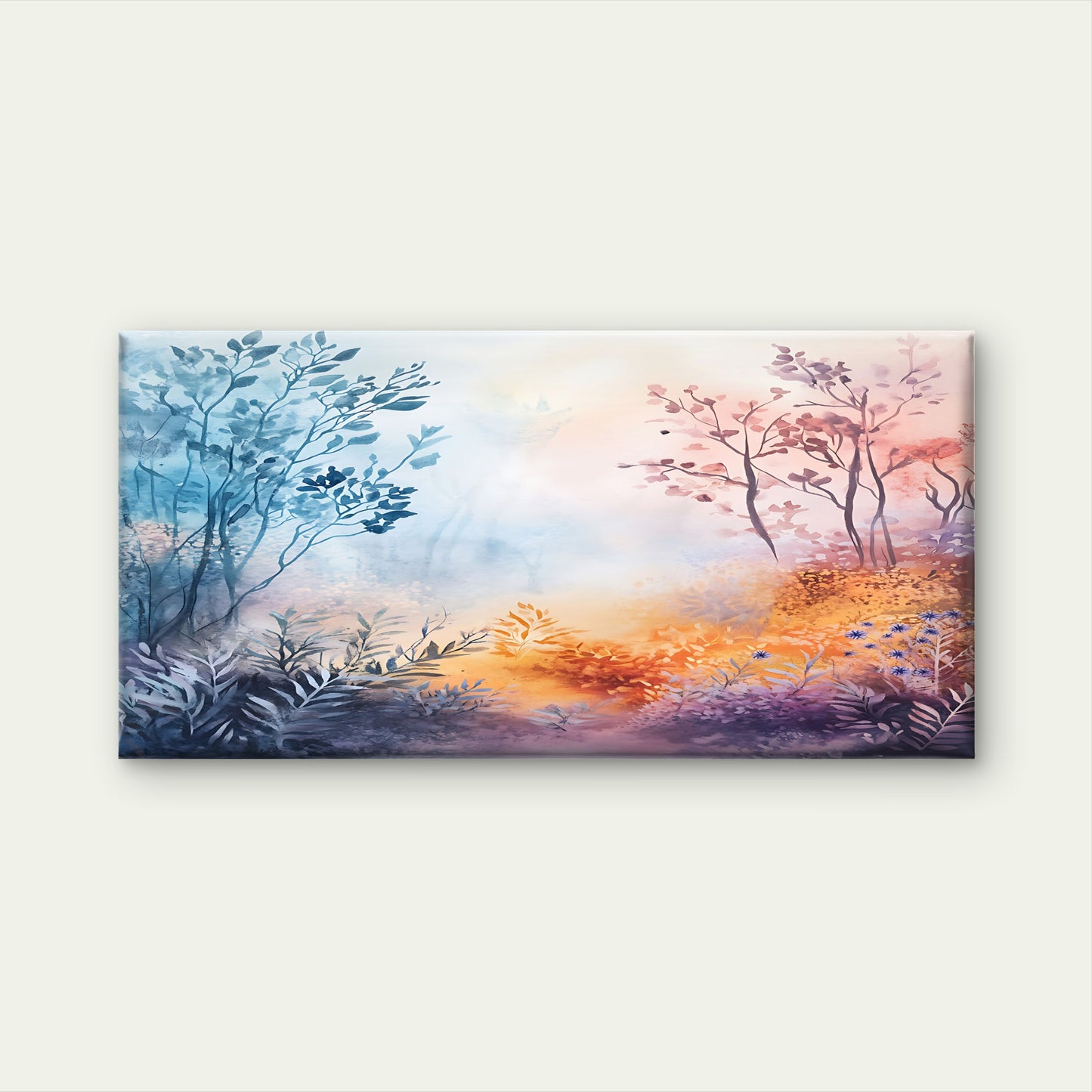 Vibrant Dawn In The Woods Wall Art Canvas Office Home Room Framed 120x60cm