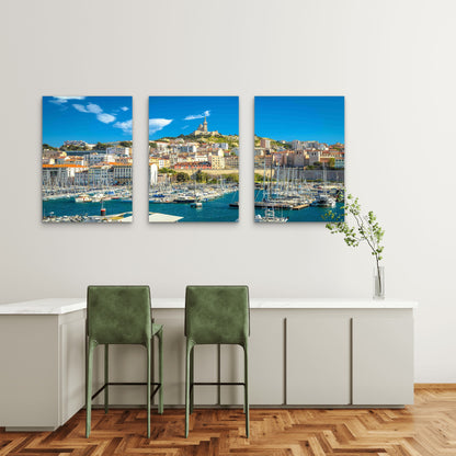 3pcs Bastion Over Mediterranean Waters Metal Print Ready to Hang Art - Bella Home Decor