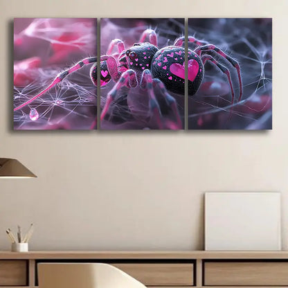 3pcs Pink And Black Spider Metal Print Ready to Hang Art