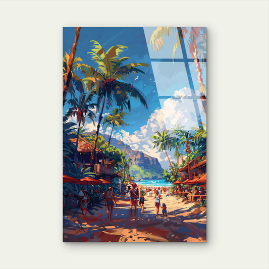 Tropical Island Beach Resort Acrylic Glass Printing Wall Art Australian Made Quality
