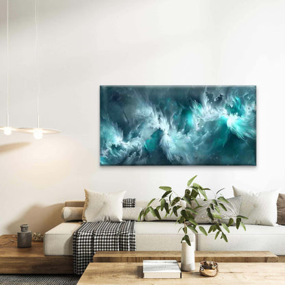 Abstract Turquoise Ocean Wall Art Canvas Office Home Room Framed 120x60cm - Bella Home Decor