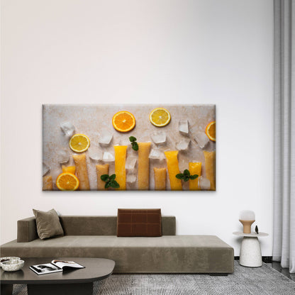 Refreshing Orange Ice Pops Wall Art Canvas Office Home Room Framed 120x60cm